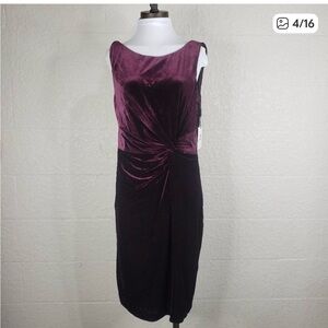 Calvin Klein Elegant Velvet Sleeveless Dress Purple Size 10